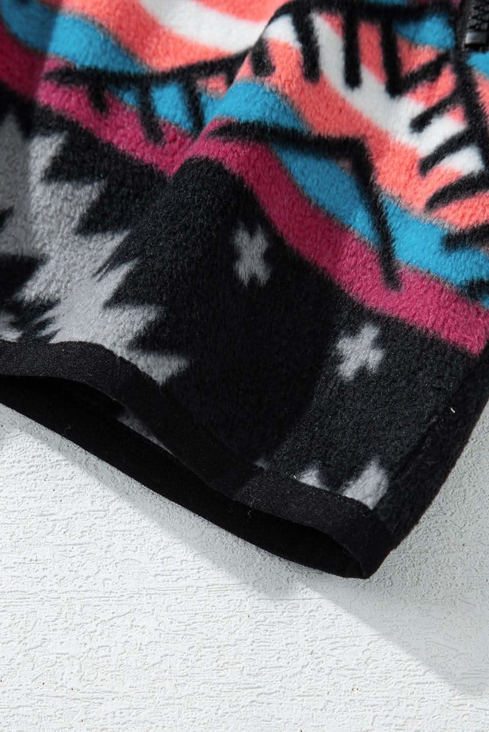 Boho black aztec zip collar jacket - Love Salve